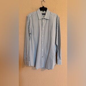 Robert Graham Blue Windowpane Check Dress Shirt 42 16–16.5 Large
